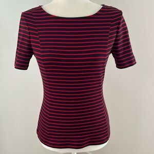 Banana Republic Blue and Red Striped Short Sleeve Knit top sz S